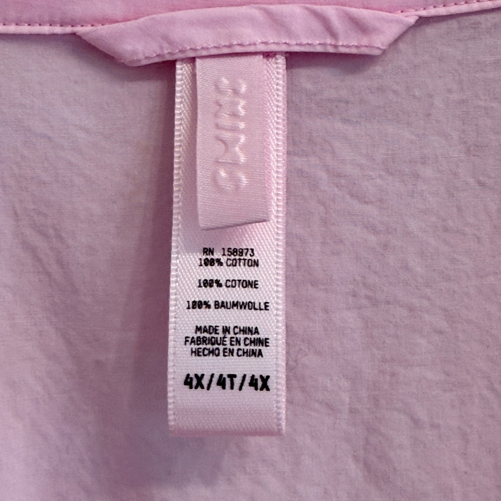 SKIMS Cotton Poplin Sleep Shirt Dress Baby Pink 4X Plus Long Sleeve Button Up - Picture 6 of 11